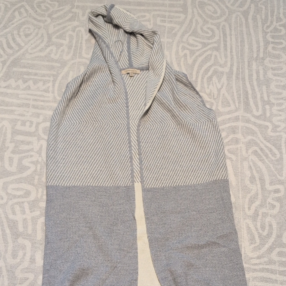 Striped Sleeveless Hooded Cardigan